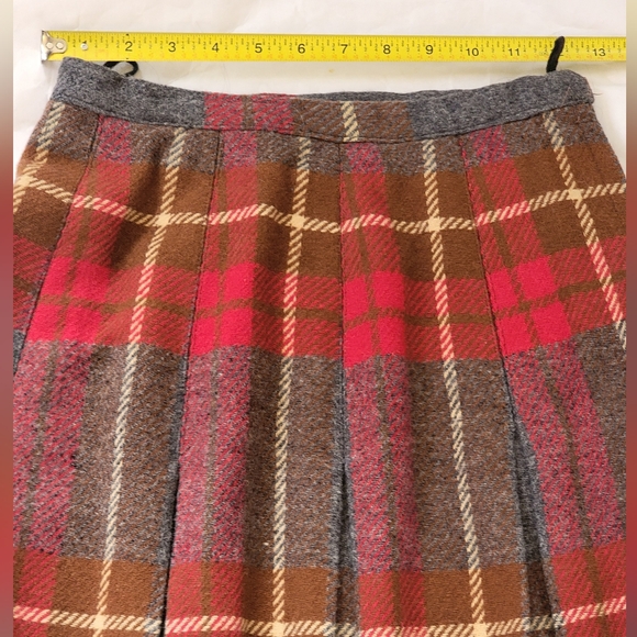 Vtg 60s Pleated Wool Skirt Academia Plaid School Girl Punk Women Juniors Small - Picture 2 of 8